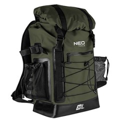 Plecak outdoor, zielony z poliuretan, 63-131, wodoodporny, regulowane ramiączka, Neo Tools