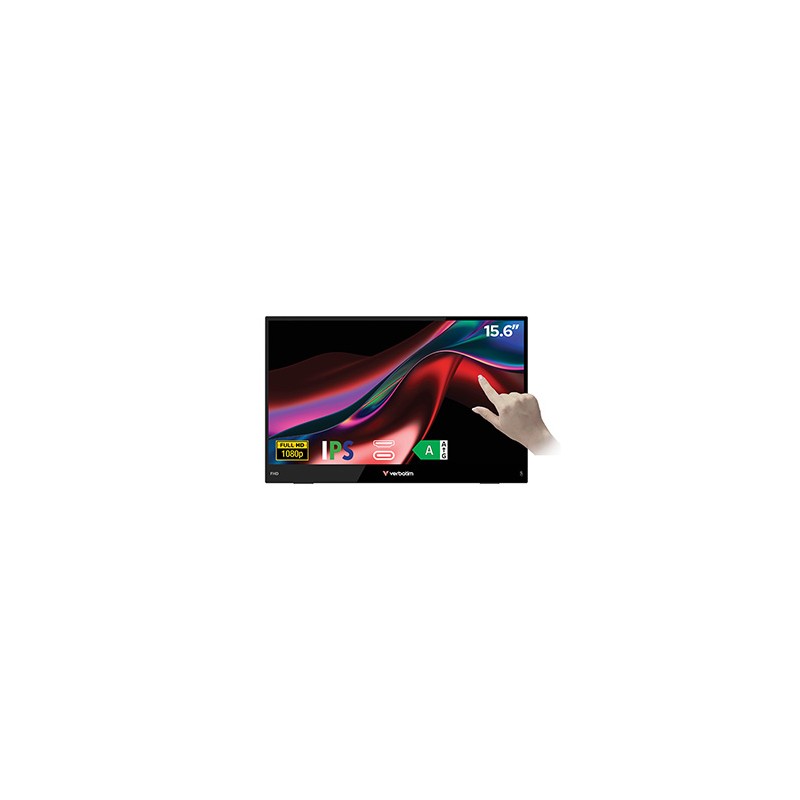Verbatim monitor przenośny, Touch Monitor LIGHT, 15.6", Full HD (1920x1080), 60Hz, czarny