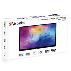 Verbatim monitor przenośny dotykowy, PMT-15, 15.6", Full HD (1920x1080), 60Hz, czarny