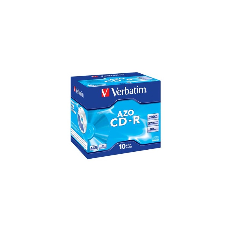 Verbatim CD-R, 43327, AZO Crystal, 10-pack, 700MB, 52x, 80min., 12cm, bez możliwości nadruku, jewel box, do archiwizacji danych