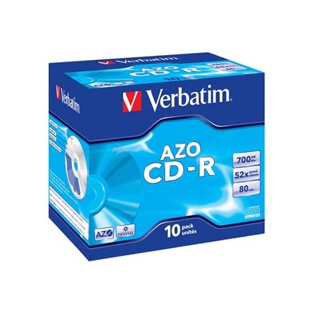 Verbatim CD-R, 43327, AZO Crystal, 10-pack, 700MB, 52x, 80min., 12cm, bez możliwości nadruku, jewel box, do archiwizacji danych