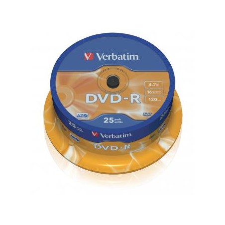 Verbatim DVD-R, Matt Silver, 43522, 4.7GB, 16x, cake box, 25-pack, bez możliwości nadruku, 12cm, do archiwizacji danych