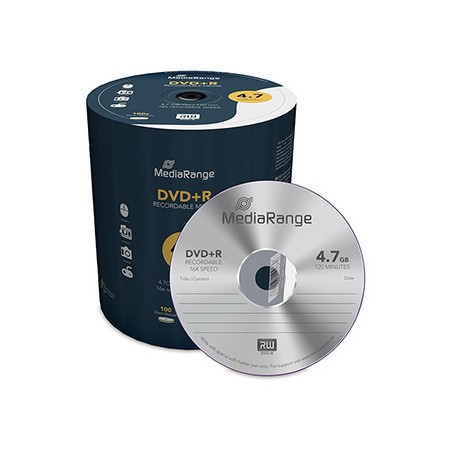 MediaRange DVD+R, mr443, 4.7GB, 16x, spindle, 100-pack, bez możliwości nadruku, 12cm, do archiwizacji danych