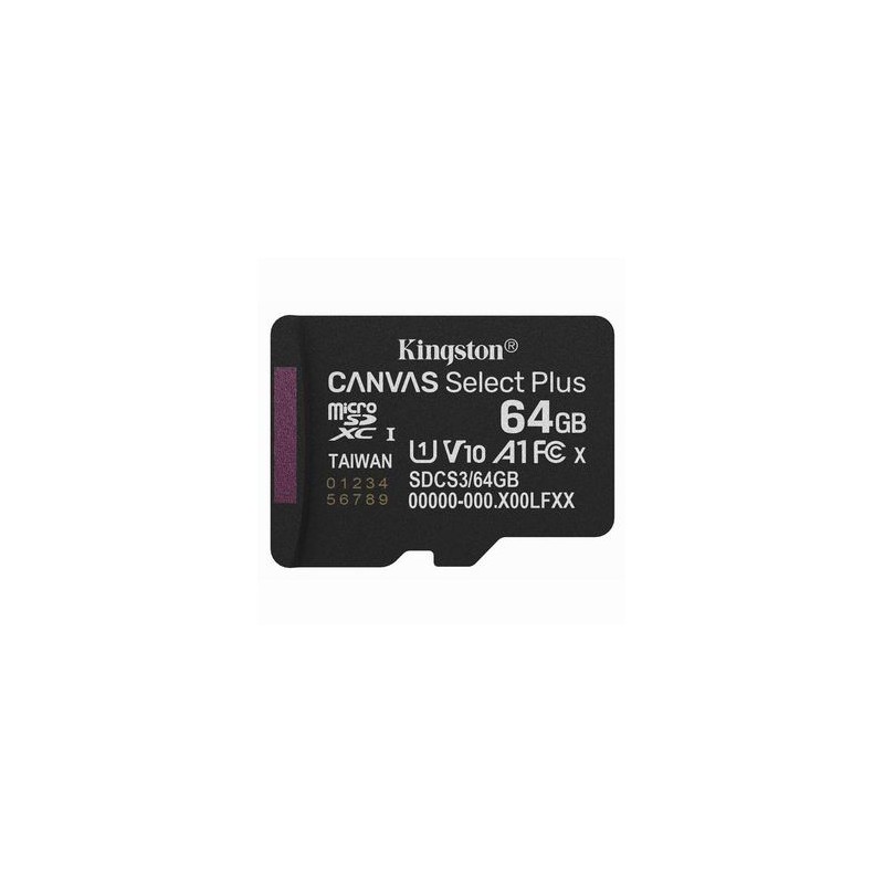 Kingston karta Canvas Select Plus, 64GB, micro SD, SDCS3/64GBSP, UHS-I U1 (Class 10), A1
