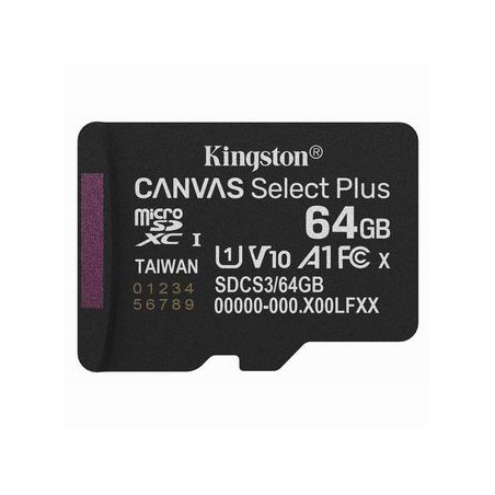 Kingston karta Canvas Select Plus, 64GB, micro SD, SDCS3/64GBSP, UHS-I U1 (Class 10), A1