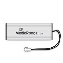 MediaRange USB flash disk, USB USB 3.0 (3.2 Gen 1), 32GB, srebrny, MR916, USB A, wysuwany