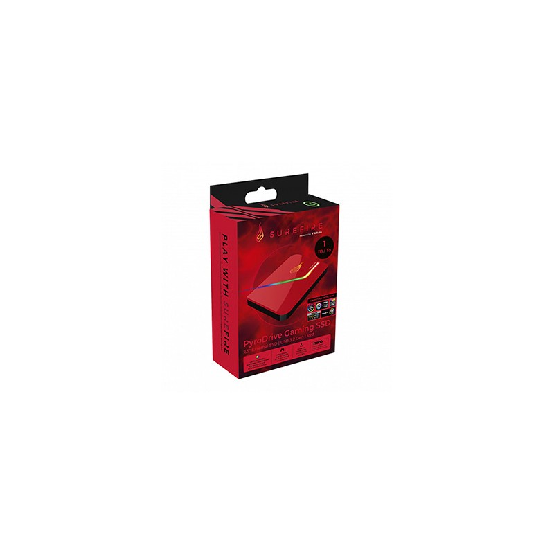 SSD Zewnętrzny Surefire Pyrodrive, 53693, 1000GB, RED, 2.5", USB 3.2 GEN 1