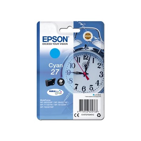 Epson oryginalny ink / tusz C13T27024012, 27, cyan, 3,6ml