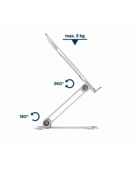 GEMBIRD SKŁADANA PODSTAWKA POD NOTEBOOKA 15,6" SREBRNA