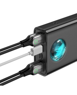BASEUS POWERBANK AMBILIGHT 30000MAH, 4XUSB, USB-C, 65W (CZARNY)
