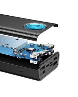 BASEUS POWERBANK AMBILIGHT 30000MAH, 4XUSB, USB-C, 65W (CZARNY)