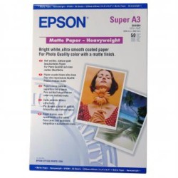 Epson Matte Paper Heavyweight, C13S041264, foto papier, matowy, silny typ biały, Stylus Photo 1270, 1290, A3+, 167 g/m2, 50 szt.