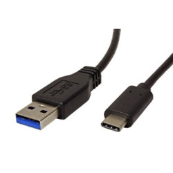 USB kabel (3.1), USB A M - USB C (M), 2m, okrągły, czarny, plastic bag, EOL