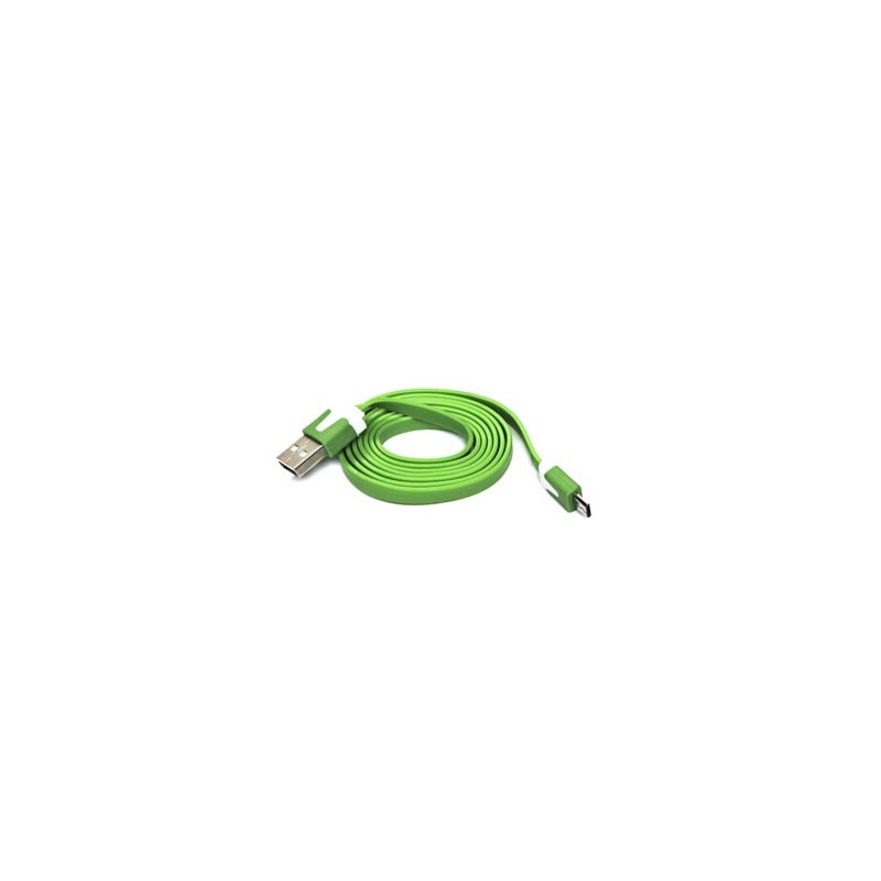USB kabel (2.0), USB A M - microUSB (M), 1m, płaski, zielony, EOL