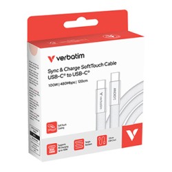 Verbatim USB-C kabel SoftTouch USB C (M) - USB C (M), 100W, 1.2m, Biały, box, 30277