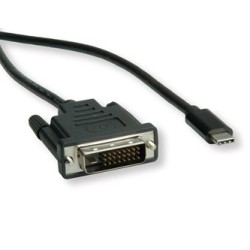 USB/Video kabel, DP Alt Mode, USB C (M) - DVI (24+1) M, 2 m, okrągły, czarny, plastic bag, EOL