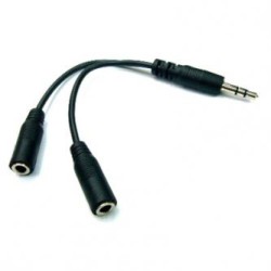 Audio rozgałęziacz, Jack (3,5mm) M - 2x Jack (3.5mm) F, 0.2 m, stereo, czarna, Logo przewodowa, EOL