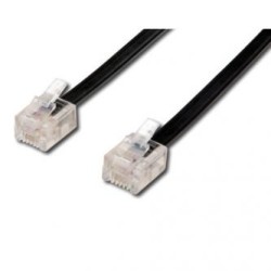 Kabel telefoniczny 4-żyłowy, RJ11 M - RJ11 M, 10 m, czarny, do ADSL modem economy, EOL