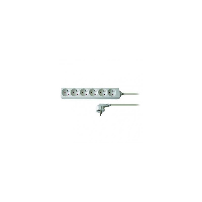 Kabel sieciowy 230V przedłużacz, CEE7 (widelec) - gniazdo 6x, 2m, VDE approved, biała