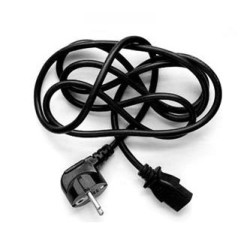 Kabel sieciowy 230V zasilacz, CEE7 (widelec) - C13, 5m, VDE approved, czarny, Logo