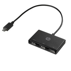 USB-C Koncentrator wieloportowy 3-port, Z6A00AA, czarny, długość przewodu 30cm, HP, 2x USB Type-A,1x USB 2.0 Type-A
