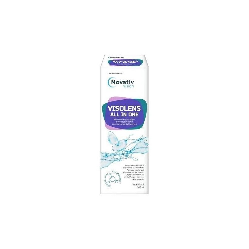 Novativ vision Visolens all in one Wielofunkcyjny płyn do oczyszczania soczewek kontaktowych 360 ml