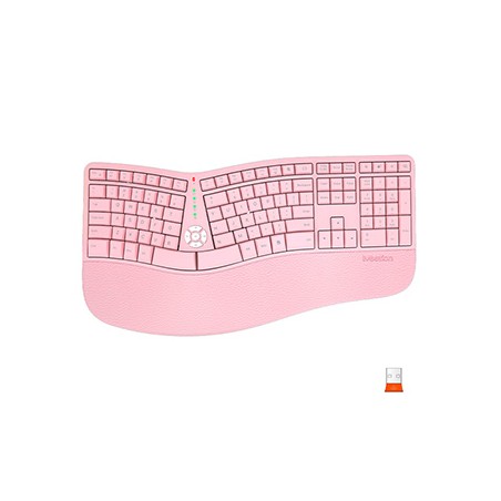 Meetion DirectorW Klawiatura ergonomiczna bezprzewodowa US, różowa