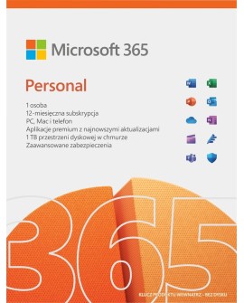 Microsoft 365 Personal PL (1 osoba. 5 urządzeń 12 miesięcy wersja fizyczna Polska) (QQ2-01752)