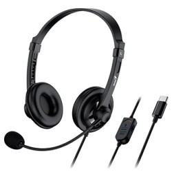 Genius HS-230U słuchawki z mikrofonem, przewodowa, czarna, USB-C