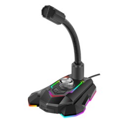 Marvo, do gry mikrofon, MIC-05, regulacja głosności, czarny, Rainbow LED, uchwyt na telefon