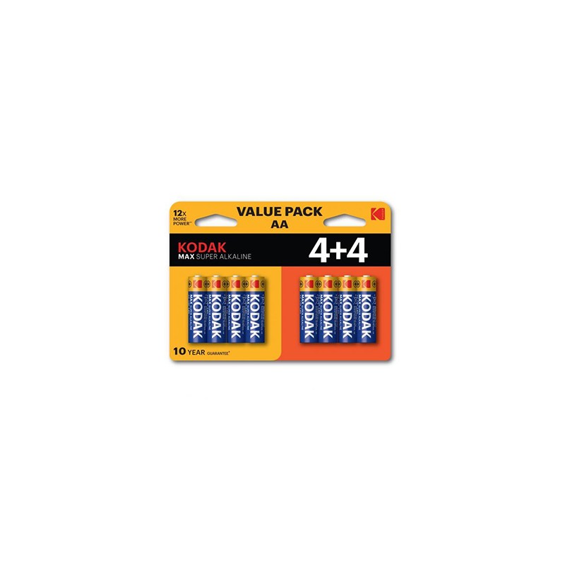Kodak MAX SUPER Jednorazowa alkaliczna baterie AA, 8-pack