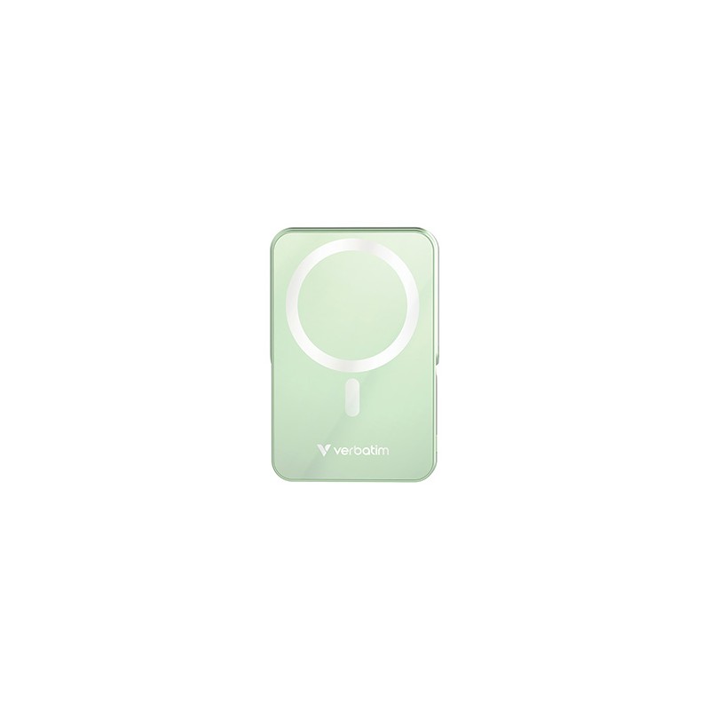 Verbatim powerbank z ładowaniem bezprzewodowym 5V, ładowanie telefonu, 32259, 10 000mAh, Mocowanie magnetyczne, zielona