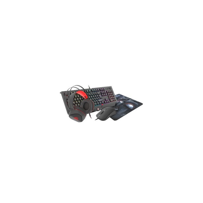 Zestaw klawiatura + mysz + podkładka + słuchawki membranowa NATEC Genesis Cobalt 330 NCG-1469 (USB 2.0 (US) kolor czarny
