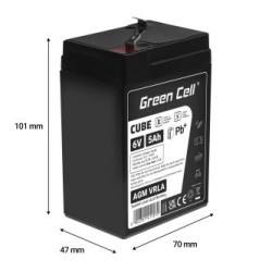 Green Cell CUBE AGM IP54 6V 5Ah VRLA bateria Gel deep cycle toys for kids alarm systems