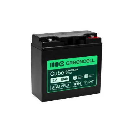 Greencell AGM VRLA 12V 18Ah maintenance-free bateria do cash registers, zabawek, kamery (181x77x167mm)