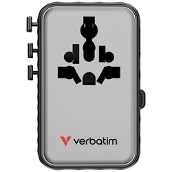 Verbatim, Adapter podróżny Charge ,n, Travel GaN III 2x USB-C, 2X USB-A + 1x zintegrowany kabel USB-C, czarna, 100 W