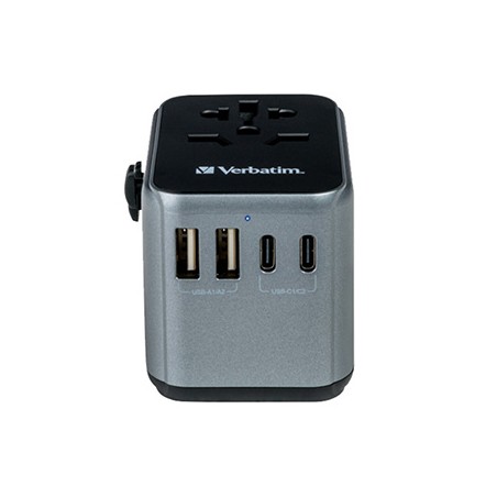 Verbatim, Adapter podróżny World-to-World Verbatim UTA-03 USB-A, USB-C, czarny, 30 W