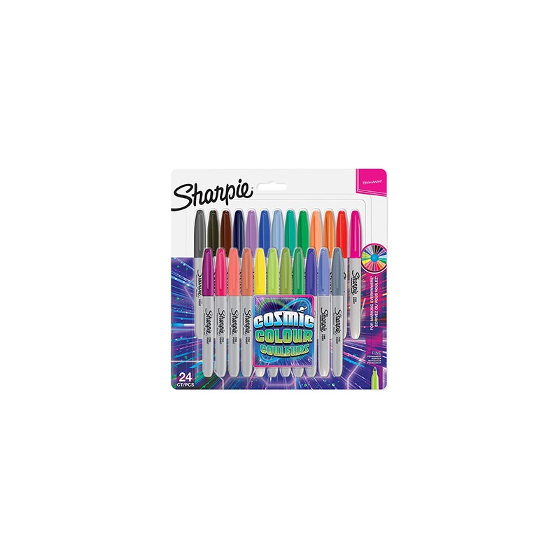 Sharpie, pisak Fine, zestaw kosmicznych kolorów, 24szt, 0.9mm, stały atrament, blister, EOL