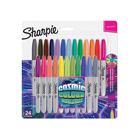 Sharpie, pisak Fine, zestaw kosmicznych kolorów, 24szt, 0.9mm, stały atrament, blister, EOL