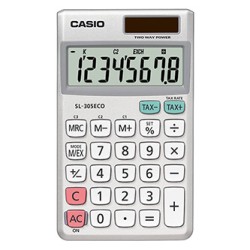 Casio Kalkulator SL 305 ECO, srebrna, kieszonkowy, 8 miejsc
