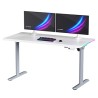 ULTRADESK Biurko dla gracza QUEST, 140x70cm, 72-120cm, szaro-biały