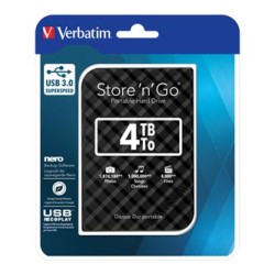 Verbatim zewnętrzny dysk twardy, Store N Go, 2.5", USB 3.0 (3.2 Gen 1), 4TB, 4000GB, 53223, czarny