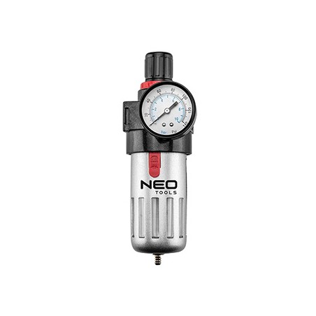 Filtr odwadniacz 1/2,z reduktorem ciśnienia z z hartowanej stali, 14-732, wysoka przepustowość filtra, NEO TOOLS