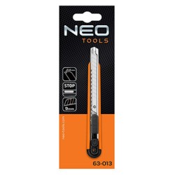 Neo Tools nóż z kołkiem odłamującym, 0.4mm, 216mm, metalowe prowadnice, obudowa z tworzywa sztucznego
