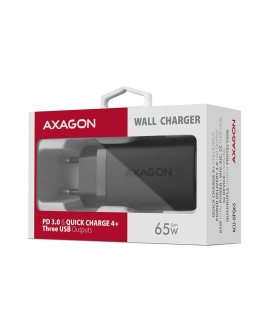 AXAGON ACU-DPQ65 Ładowarka sieciowa, GaN 65W, 3x port (USB-A + dual USB-C), PD3.0/QC4+/PPS/Apple