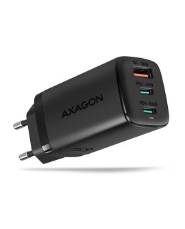 AXAGON ACU-DPQ65 Ładowarka sieciowa, GaN 65W, 3x port (USB-A + dual USB-C), PD3.0/QC4+/PPS/Apple