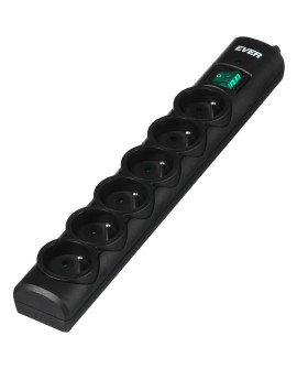 Listwa przeciwprzepięciowa Ever OPTIMA 1,5m (6 x UTE 10 A kolor czarny) (T/LZ08-OPT015/0000)