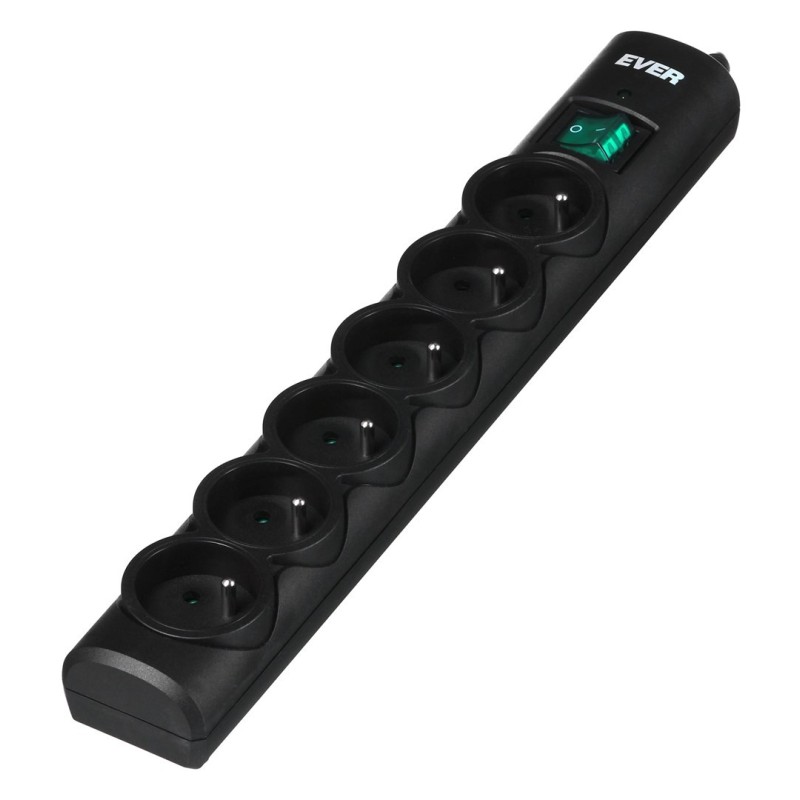 Listwa przeciwprzepięciowa Ever OPTIMA 1,5m (6 x UTE 10 A kolor czarny) (T/LZ08-OPT015/0000)
