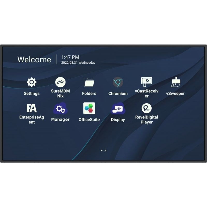 Viewsonic CDE4330 signage display 109,2 cm (43") Wi-Fi 450 cd/m2 4K Ultra HD Czarny Ekran dotykowy Procesor wbudowany Android 11