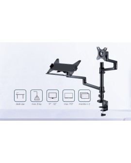 Gembird MA-DA-04 uchwyt / stojak do monitorów 81,3 cm (32") Czarny Biurko
